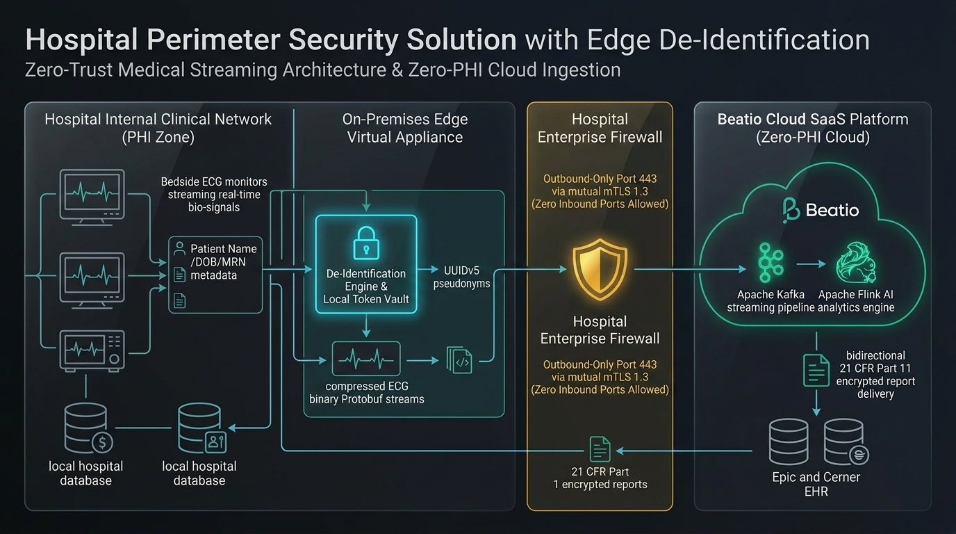 HIPAA & Zero-Trust Edge Security & De-Identification Model